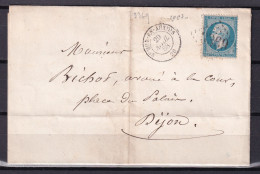 D 807 / NAPOLEON N° 22 SUR LETTRE - 1862 Napoleone III