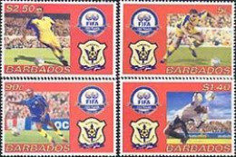BARBADOS 2004 - Centenaire De La FIFA - 4 V. - Unused Stamps