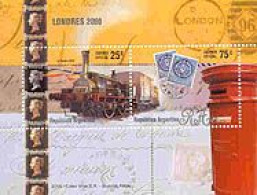 ARGENTINE 2000 - Londres 2000 - Penny Black Et Train Postal - Briefmarken Auf Briefmarken