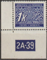 062/ Pof. DL 9, Corner Stamp, Perforated Border, Plate Number 2A-39 - Ungebraucht