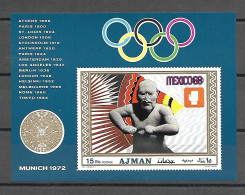 Ajman 1969 Olympic Games MEXICO - Boxers IMPERFORATE MS MNH - Verano 1968: México