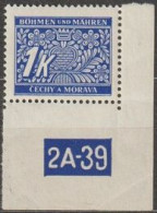 063/ Pof. DL 9, Corner Stamp, Non-perforated Border, Plate Number 2A-39 - Unused Stamps