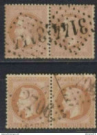 TBE Les 2 Nuances En PAIRE N°28A Non Sens De La Cote YetT Des Paires Cote 130€ - 1863-1870 Napoleon III With Laurels