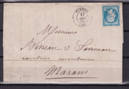 D 807 / NAPOLEON N° 22 SUR LETTRE - 1862 Napoleone III