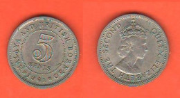 British Borneo 5 Cents 1961 Borneo Britannico Nickel Coin Malesia Malaysia   C 3 - Colonias