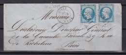 D 807 / NAPOLEON N° 22 SUR LETTRE - 1862 Napoléon III