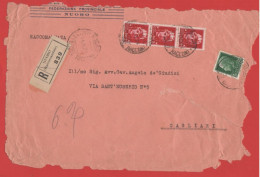 ITALIA - Storia Postale Regno - 1934 - 3x 2 + 25c Imperiale - Raccomandata - Grande Frammento - Viaggiata Da Nuoro Per C - Marcofilía