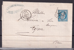 D 807 / NAPOLEON N° 22 SUR LETTRE - 1862 Napoléon III