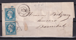 D 807 / NAPOLEON N° 22 SUR LETTRE - 1862 Napoleon III