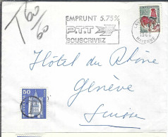 FRANCE Ca.1966: LSC De Laval (Mayenne) à Genève (Suisse) Taxée 50c - Covers & Documents