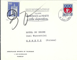 FRANCE Ca.1967: LSC De Paris à Genève (Suisse) Taxée 50c - Storia Postale