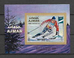 Ajman 1971 ROTARY Ovp On Winter Olympic IMPERFORATE MS MNH - Adschman