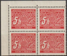 070/ Pof. DL 1, Corner 4-block, Non-perforated Border - Nuovi