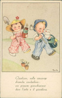 MARIA PIA FRANZONI TOMBA SIGNED 1940s POSTCARD - CHILDREN / BAMBINI / CONTADINI (5715/2) - Otros & Sin Clasificación