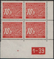 073/ Pof. DL 2, Corner 4-block, Perforated Border, Plate Number 1-39 - Nuovi