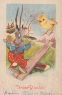 OSTERN KANINCHEN EI Vintage Ansichtskarte Postkarte CPA #PKE236.DE - Pâques