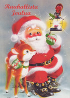 WEIHNACHTSMANN SANTA CLAUS TIERE WEIHNACHTSFERIEN Vintage Postkarte CPSM #PAK568.DE - Kerstman