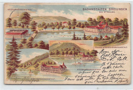 Schweiz - St-Gallen - Badanstalten Dreilinden - Litho - Mehrfachansicht - Mädchenbadanstalt - Frauenbadanstalt - Knabenb - Sankt Gallen