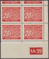 075/ Pof. DL 3, Cut Corner 4-block, Perforated Border, Plate Number 1A-39 - Unused Stamps