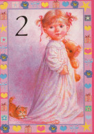 FELIZ CUMPLEAÑOS 2 Año De Edad CHICA NIÑOS Vintage Tarjeta Postal CPSM Unposted #PBU101.ES - Anniversaire