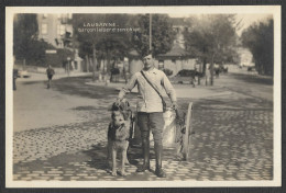 Suisse Carte Postale Photographique Lausanne Garçon Laitier Et Son Chien Switzerland Milkman W/ Dog Real Photo Postcard - Lausanne