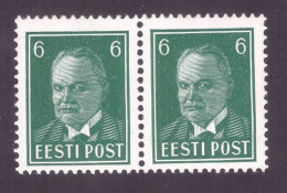 1940 PRESIDENT KONSTANTIN PÄTS 6 S. Blackish Blue-green Pair MNH (Michel: 157w) - Estonie