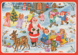 PAPÁ NOEL Feliz Año Navidad Vintage Tarjeta Postal CPSM #PBB506.ES - Kerstman