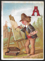 Chromo Dos Vierge - ALPHABET, Lettre A - Artiste, Peintre Chevalet, Palette - Sonstige & Ohne Zuordnung