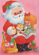 PAPÁ NOEL NIÑO NAVIDAD Fiesta Vintage Tarjeta Postal CPSM #PAK373.ES - Santa Claus