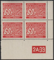 078/ Pof. DL 7, Corner 4-block, Perforated Border, Plate Number 2A-39 - Ongebruikt