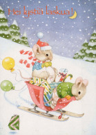Bonne Année Noël SOURIS Vintage Carte Postale CPSM #PAU997.FR - New Year