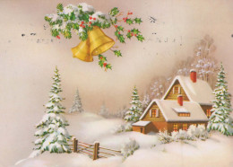 Bonne Année Noël CLOCHE Vintage Carte Postale CPSM #PAT444.FR - Nieuwjaar