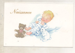 Carte Double - Naissance - Bébé - Nounours - Lapin - - Nascita & Battesimo