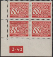 079/ Pof. DL 8, Corner 4-block, Perforated Border, Plate Number 3-40 - Unused Stamps