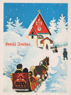 Happy New Year Christmas HORSE Vintage Postcard CPSMPF #PKG468.GB - Nieuwjaar