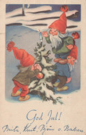 Happy New Year Christmas GNOME Vintage Postcard CPSMPF #PKD407.GB - New Year