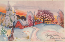 Happy New Year Christmas Vintage Postcard CPSMPF #PKD161.GB - New Year