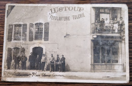 Carte Postale Ancienne : Lourdes - Place Champ Commun - J. Estoup Ferblanterie Tolerie - Non Classés