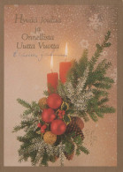 Happy New Year Christmas CANDLE Vintage Postcard CPSM #PAZ528.GB - Nieuwjaar