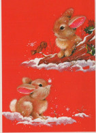 Happy New Year Christmas RABBIT Vintage Postcard CPSM #PAV258.GB - Nieuwjaar
