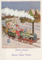 SANTA CLAUS TRAIN CHRISTMAS Holidays Vintage Postcard CPSM #PAK005.GB - Kerstman