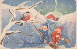 Buon Anno Natale BAMBINO Vintage Cartolina CPSMPF #PKG538.IT - Neujahr