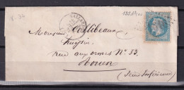 D 808 / NAPOLEON N° 29 SUR LETTRE - 1863-1870 Napoléon III Lauré