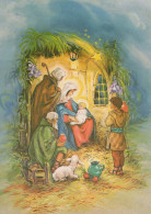 Vergine Maria Madonna Gesù Bambino Natale Religione Vintage Cartolina CPSM #PBB831.IT - Maagd Maria En Madonnas
