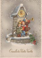Buon Anno Natale OROLOGIO DA TAVOLO Vintage Cartolina CPSM #PAT999.IT - New Year