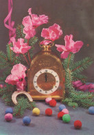 Buon Anno Natale OROLOGIO DA TAVOLO CAVALLOSHOE Vintage Cartolina CPSM #PAT753.IT - Nouvel An