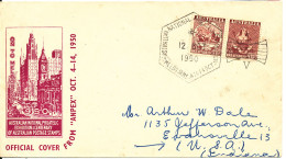 Australia FDC Centenary Of Adhesive Postage Stamps 12-10-1950 With Cachet Sent To USA - Briefe U. Dokumente