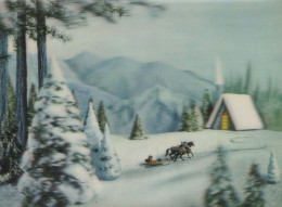 Buon Anno Natale CAVALLO LENTICULAR 3D Vintage Cartolina CPSM #PAZ021.IT - Neujahr