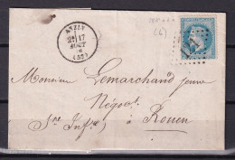 D 808 / NAPOLEON N° 29 SUR LETTRE - 1863-1870 Napoléon III Con Laureles