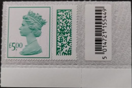 S.G. V4840 BOTTOM RIGHT HAND CORNER £5.00p BARCODED MACHIN UNFOLDED & NHM #01836 - Machins